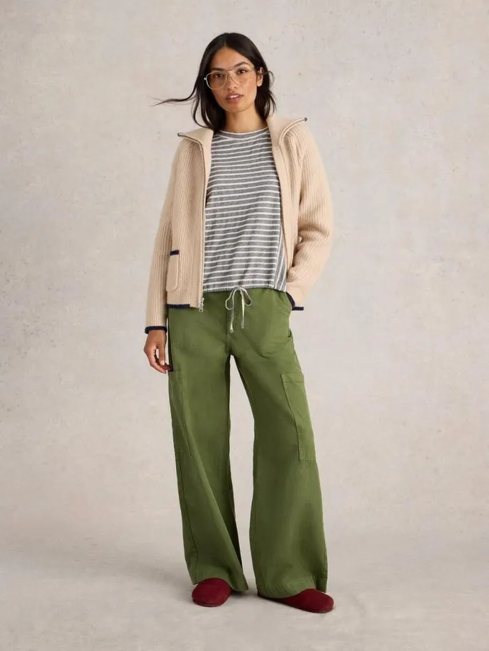 Women Stripe Tie Hem Top Grey Multi White Stuff Tops and Tees