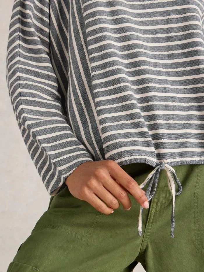 Women Stripe Tie Hem Top Grey Multi White Stuff Tops and Tees