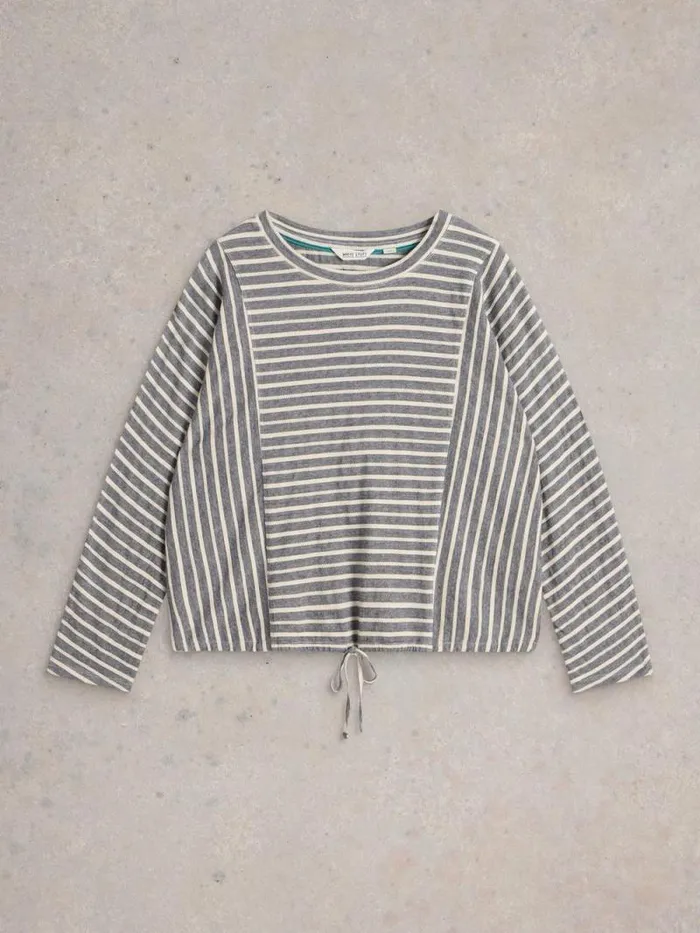 Women Stripe Tie Hem Top Grey Multi White Stuff Tops and Tees
