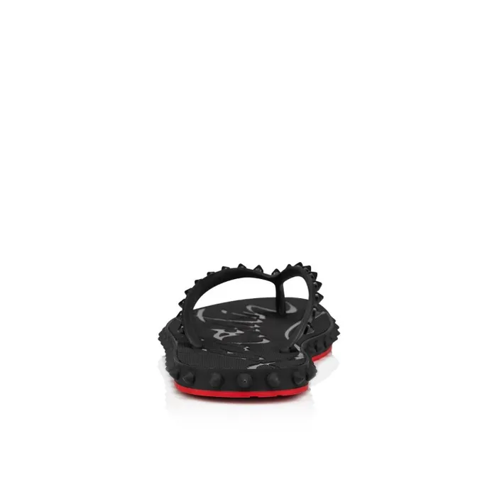 Women Super Loubi Flip Thongs 8211 Rubber 8211 Black Christian Louboutin Flats and Loafers