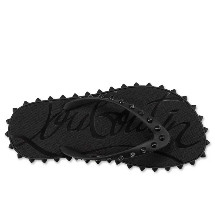 Women Super Loubi Flip Thongs 8211 Rubber 8211 Black Christian Louboutin Flats and Loafers