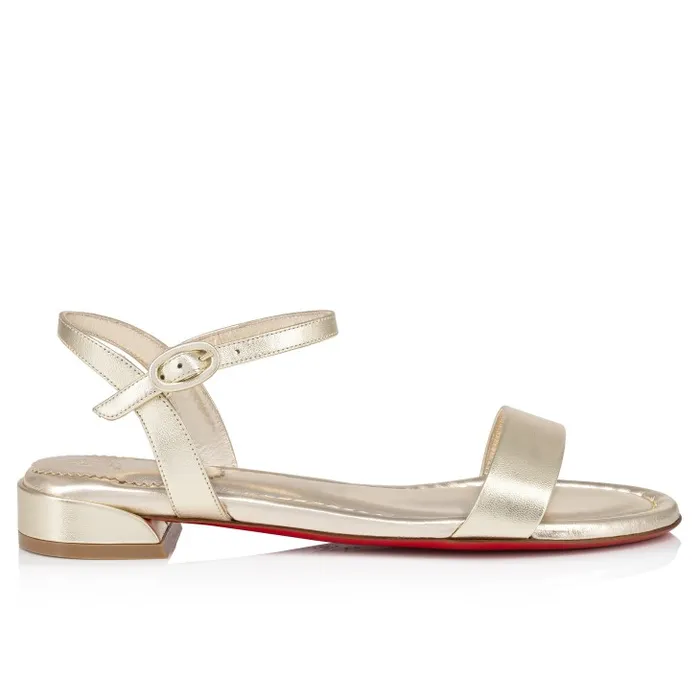Women Sweet Jane Sandal Sandals 8211 Iridescent Nappa Leather 8211 Platine Christian Louboutin Flats and Loafers