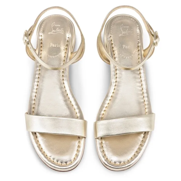 Women Sweet Jane Sandal Sandals 8211 Iridescent Nappa Leather 8211 Platine Christian Louboutin Flats and Loafers