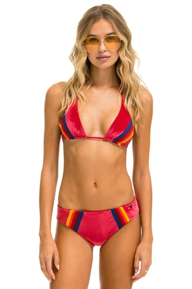 Women Swim Aviator Nation VELVET TRIANGLE BIKINI TOP 8211 RED