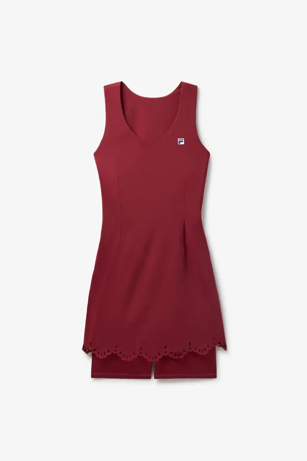 Women Tennis Fila Lasercut Dress 600 Cabernet