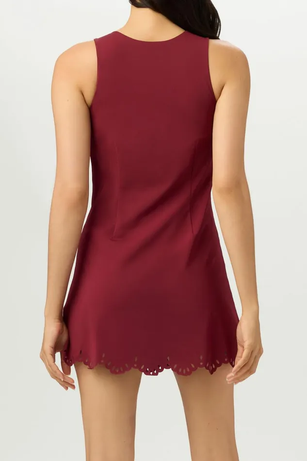 Women Tennis Fila Lasercut Dress 600 Cabernet Women Tennis Fila Lasercut Dress 600 Cabernet