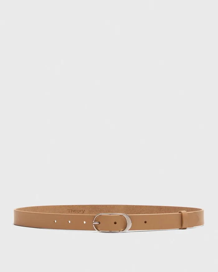 Women Theory Belts Classic Oblong Belt In Leather New Camel