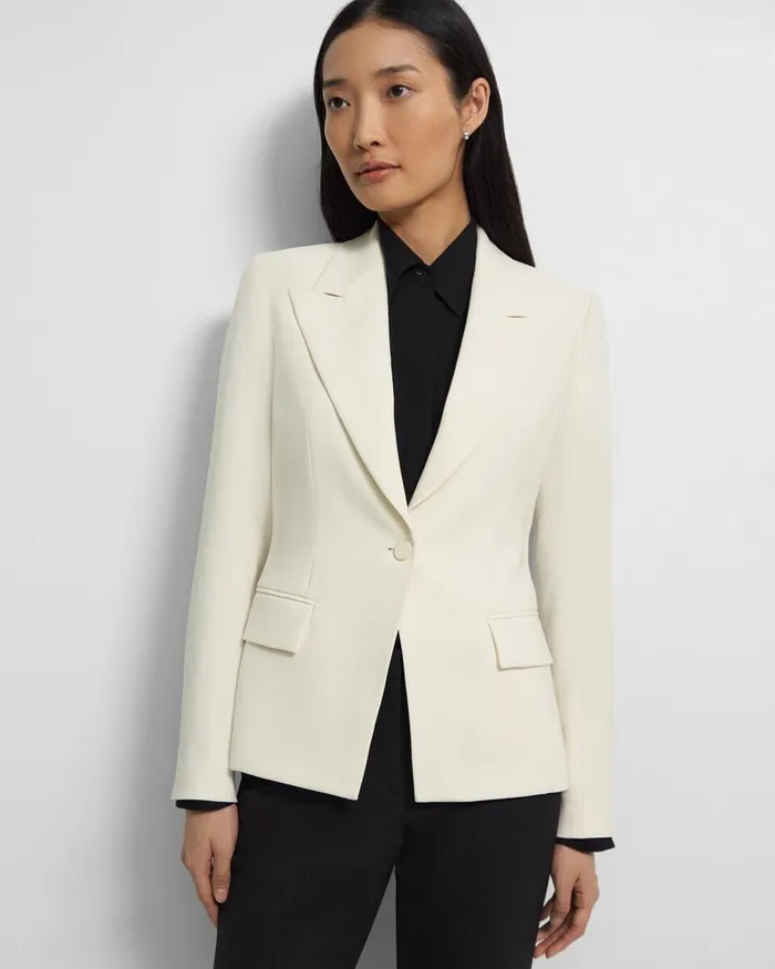 Women Theory Blazers Jackets Angled Blazer In Admiral Crepe Rice