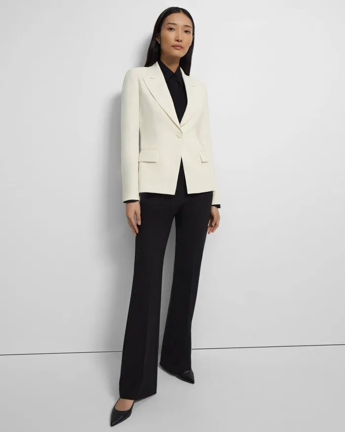 Women Theory Blazers Jackets Angled Blazer In Admiral Crepe Rice