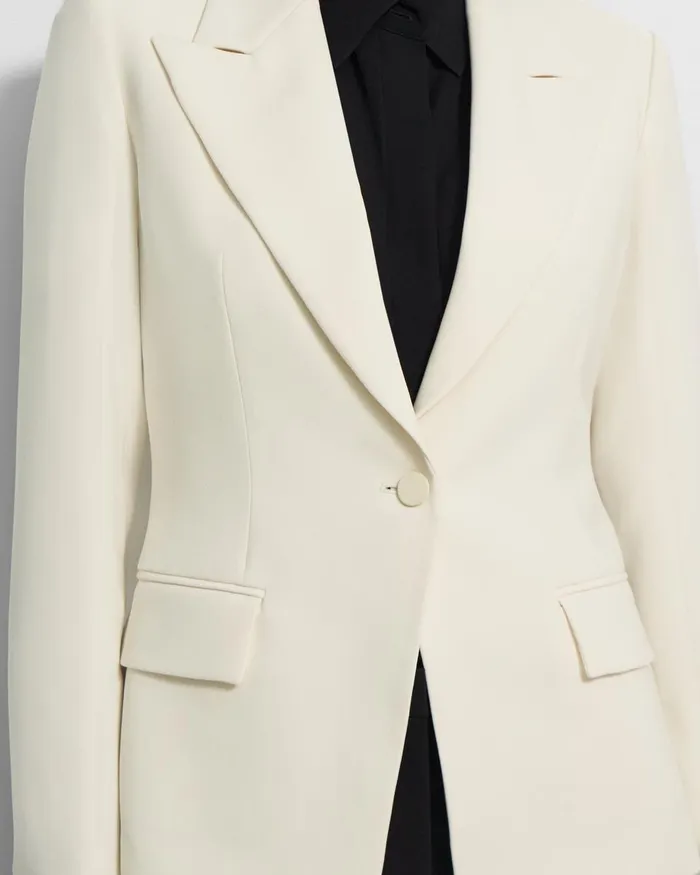 Women Theory Blazers Jackets Angled Blazer In Admiral Crepe Rice