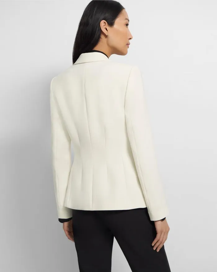 Women Theory Blazers Jackets Angled Blazer In Admiral Crepe Rice
