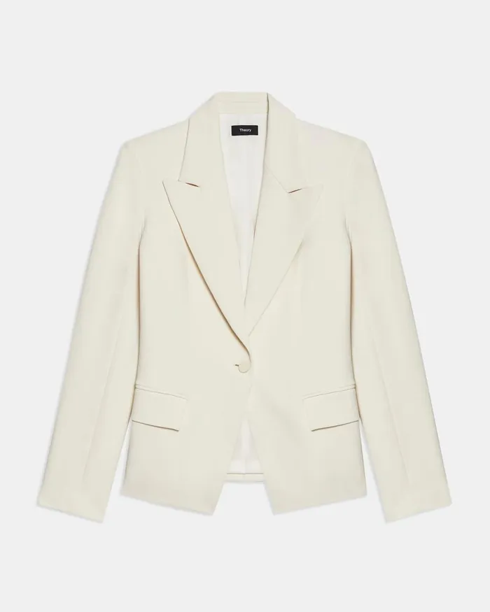 Women Theory Blazers Jackets Angled Blazer In Admiral Crepe Rice