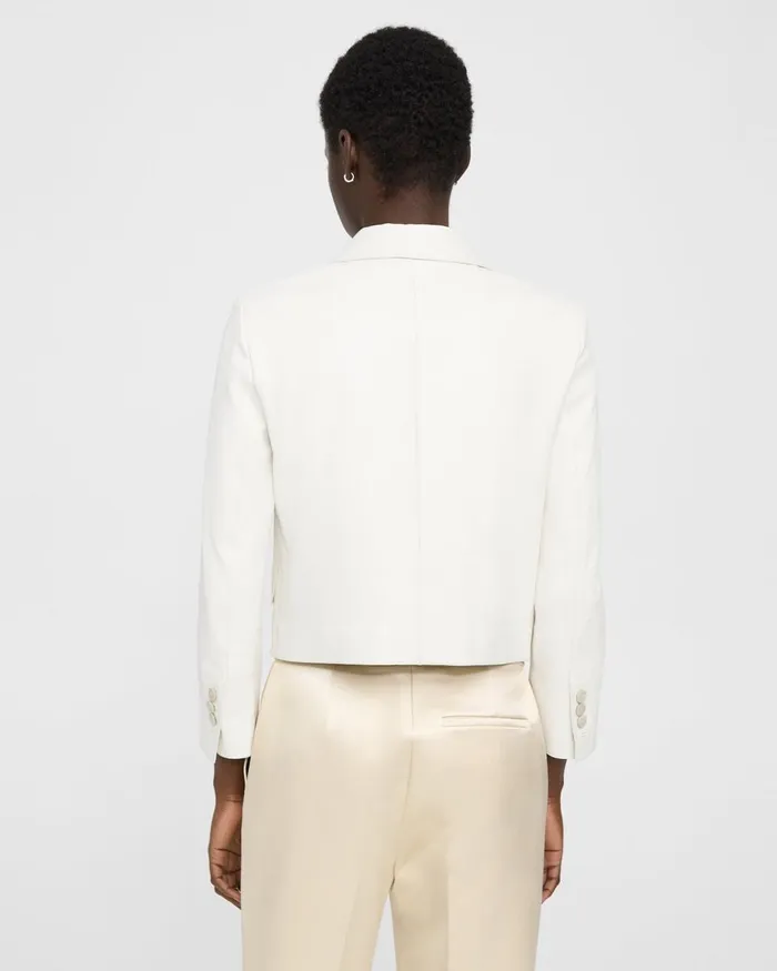 Women Theory Blazers Jackets Cropped Jacket In Leather White