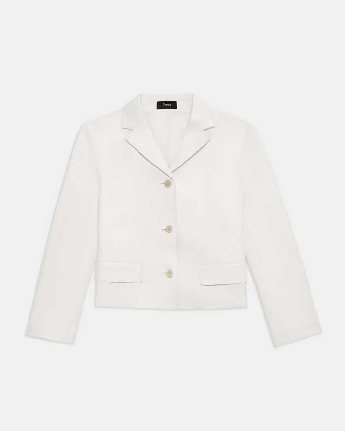 Women Theory Blazers Jackets Cropped Jacket In Leather White