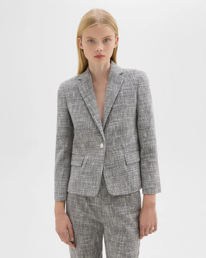 Women Theory Blazers Jackets Slim Blazer In Canvas Tweed Black Multi