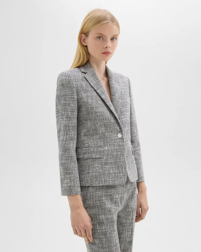 Women Theory Blazers Jackets Slim Blazer In Canvas Tweed Black Multi