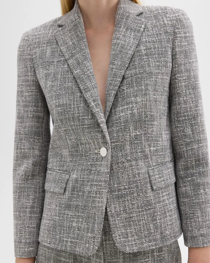 Women Theory Blazers Jackets Slim Blazer In Canvas Tweed Black Multi