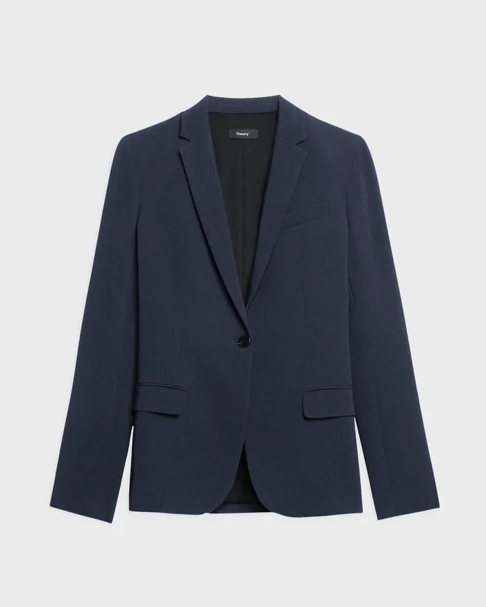 Women Theory Blazers Jackets Staple Blazer In Admiral Crepe Nocturne Navy