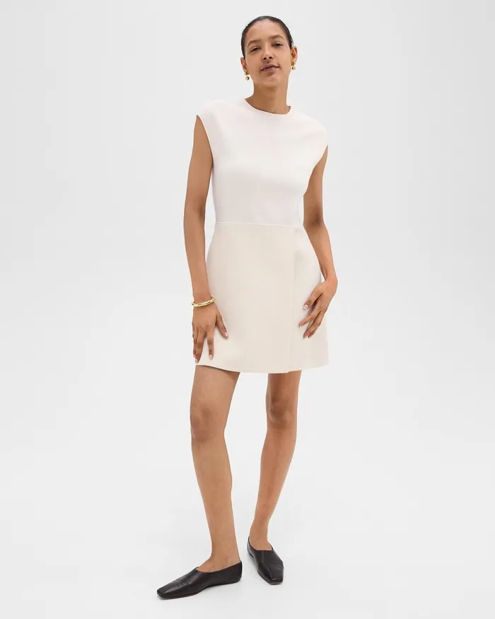 Women Theory Dresses Combo Mini Dress In Tweed Ivory