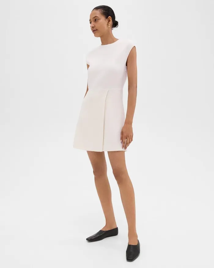 Women Theory Dresses Combo Mini Dress In Tweed Ivory
