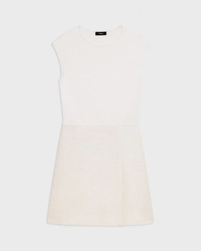 Women Theory Dresses Combo Mini Dress In Tweed Ivory