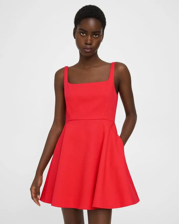 Women Theory Dresses Flared Mini Dress In Cotton Piqueacute Grenadine