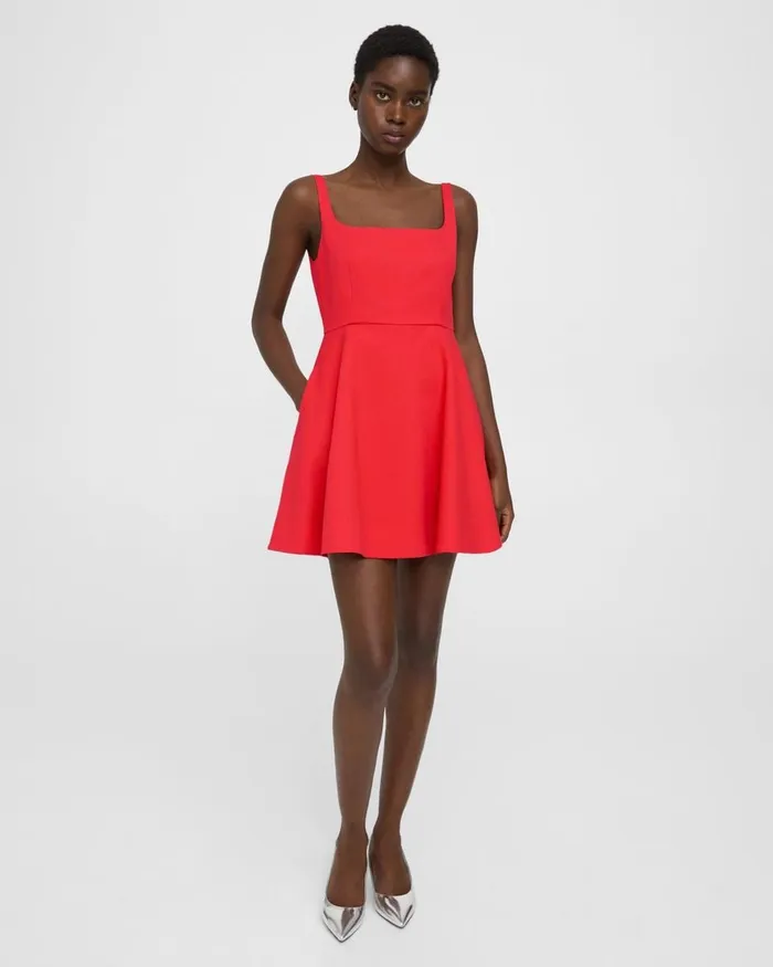 Women Theory Dresses Flared Mini Dress In Cotton Piqueacute Grenadine