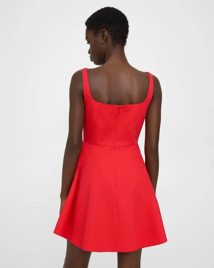 Women Theory Dresses Flared Mini Dress In Cotton Piqueacute Grenadine