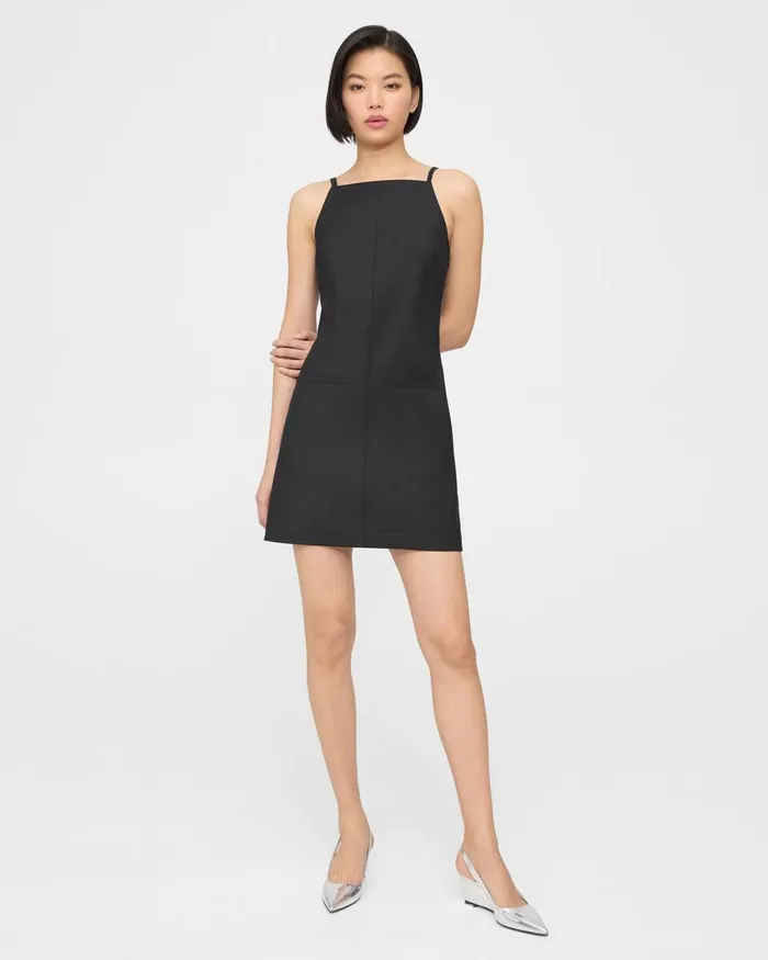 Women Theory Dresses Square Neck Dress In CottonBlend Black