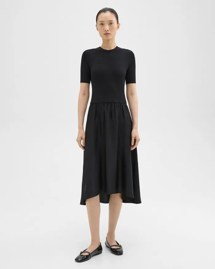 Women Theory Dresses WoolViscose Combo Dress Blackblack