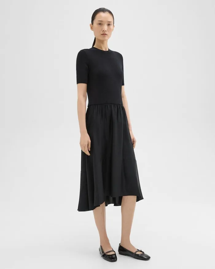 Women Theory Dresses WoolViscose Combo Dress Blackblack
