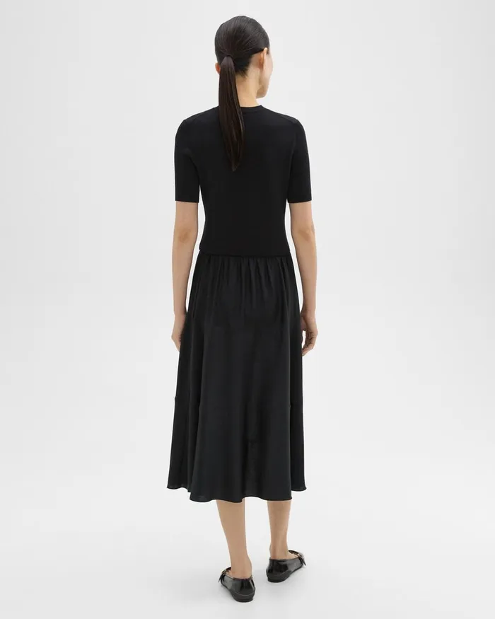 Women Theory Dresses WoolViscose Combo Dress Blackblack