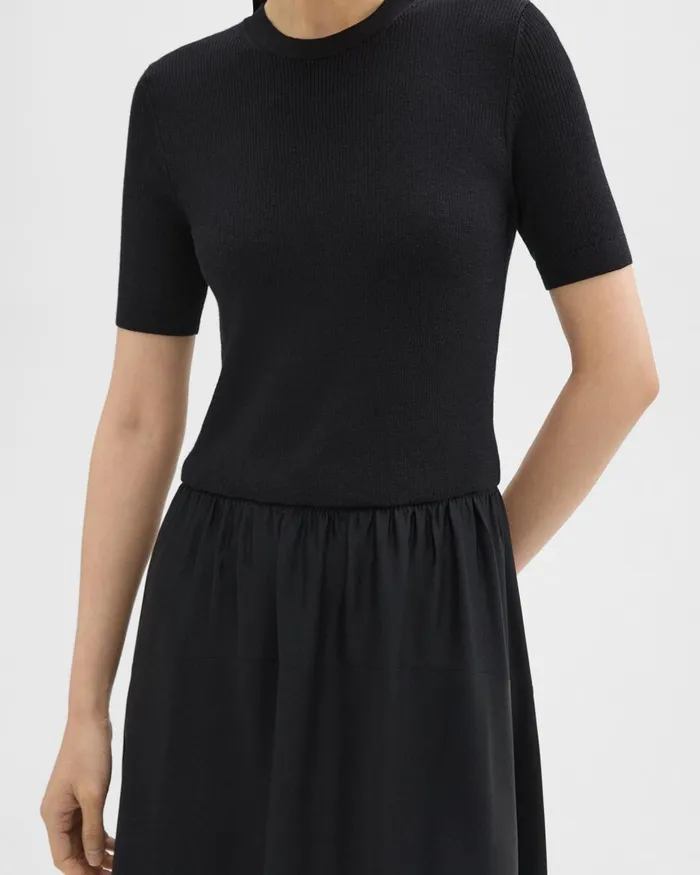 Women Theory Dresses WoolViscose Combo Dress Blackblack