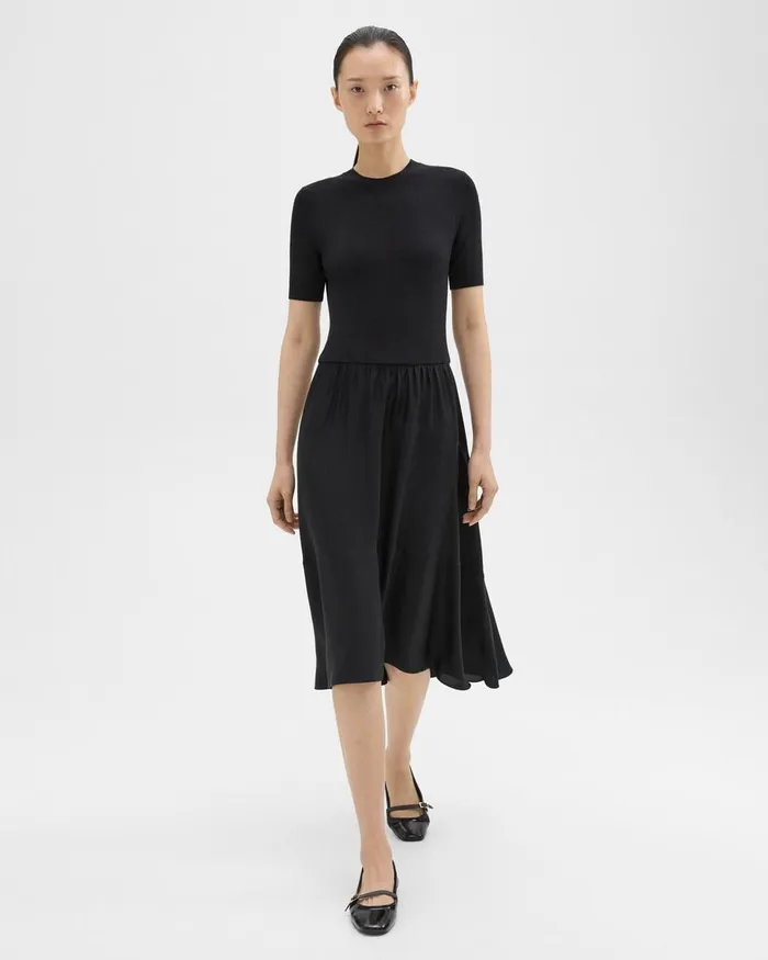 Women Theory Dresses WoolViscose Combo Dress Blackblack