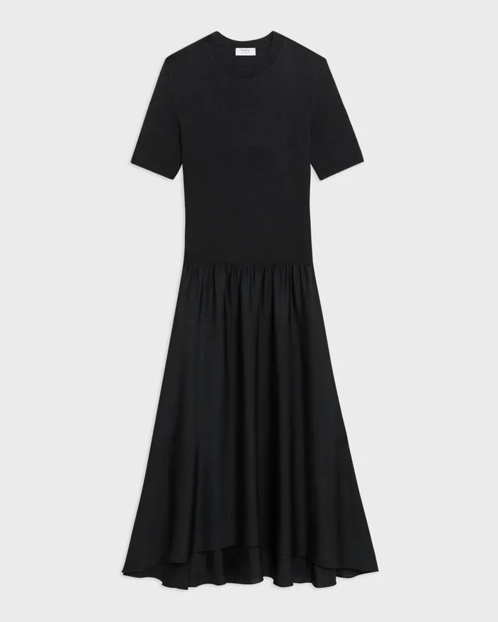 Women Theory Dresses WoolViscose Combo Dress Blackblack