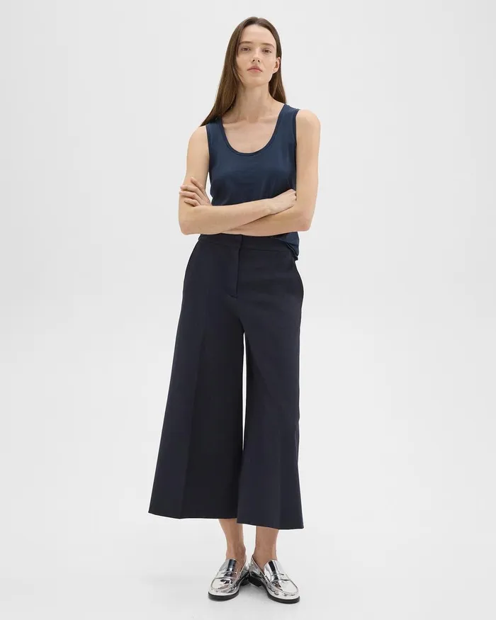 Women Theory Pants Cropped WideLeg Pant In Neoteric Twill Dark Navy