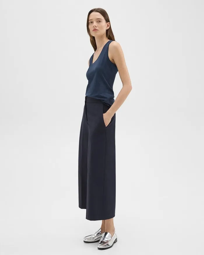 Women Theory Pants Cropped WideLeg Pant In Neoteric Twill Dark Navy