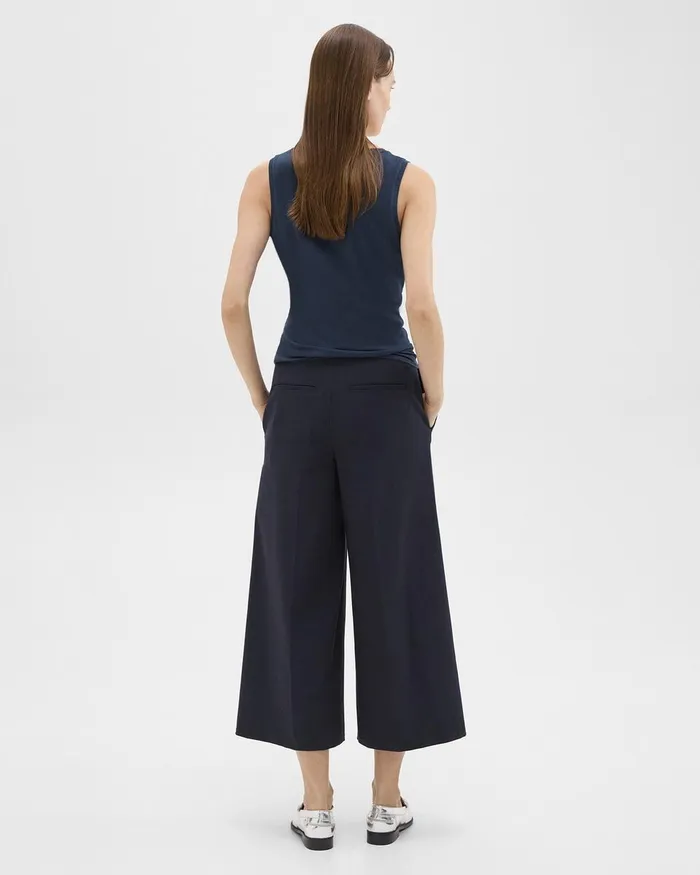 Women Theory Pants Cropped WideLeg Pant In Neoteric Twill Dark Navy