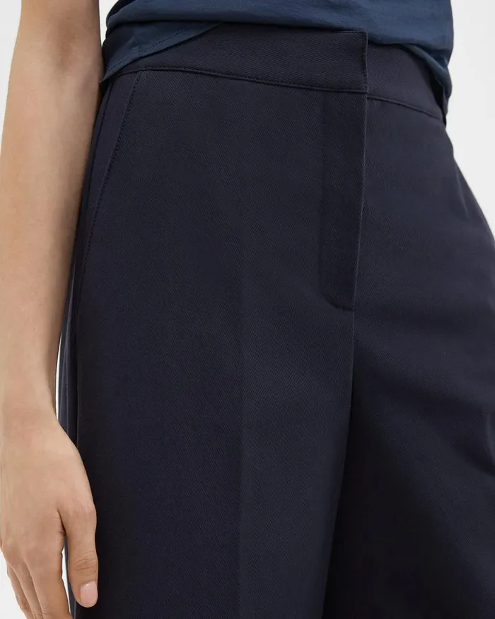 Women Theory Pants Cropped WideLeg Pant In Neoteric Twill Dark Navy