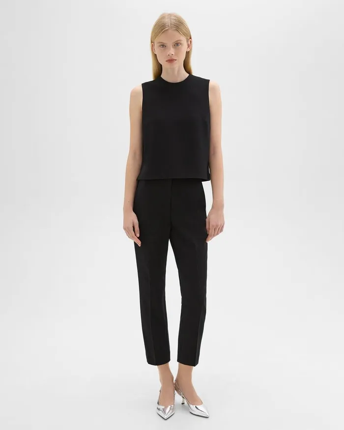 Women Theory Pants HighWaist Slim Crop Pant In Admiral Crepe Black
