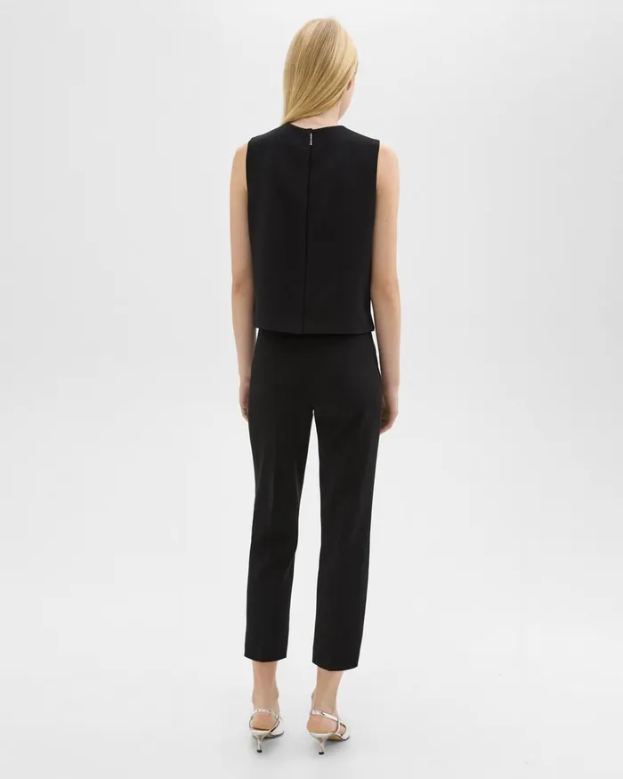 Women Theory Pants HighWaist Slim Crop Pant In Admiral Crepe Black
