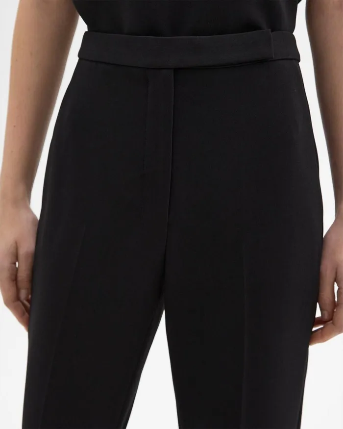 Women Theory Pants HighWaist Slim Crop Pant In Admiral Crepe Black