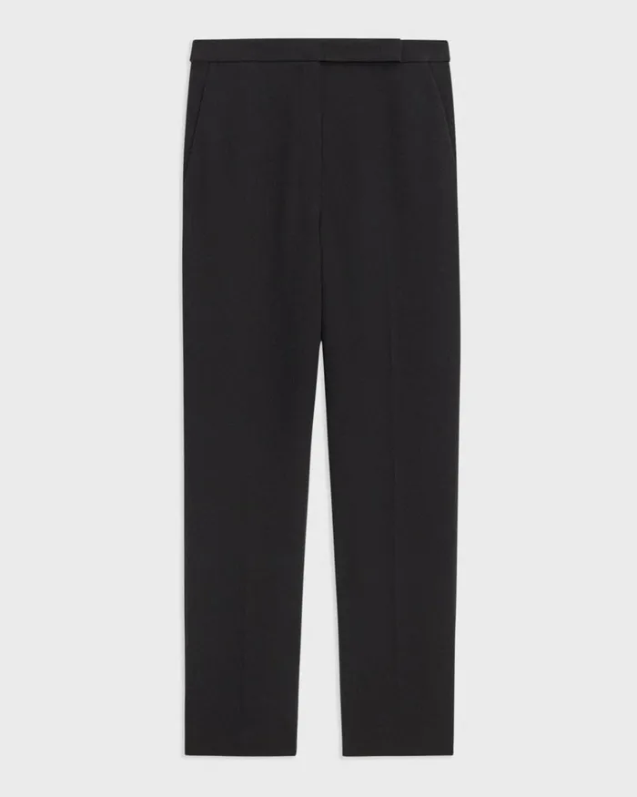 Women Theory Pants HighWaist Slim Crop Pant In Admiral Crepe Black
