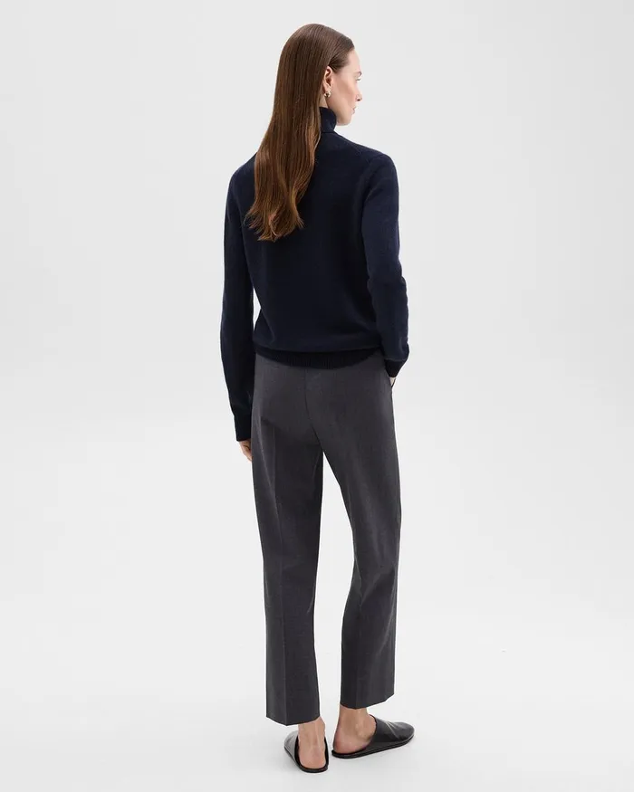 Women Theory Pants HighWaist StraightLeg Pant In Good Wool Charcoal Melange