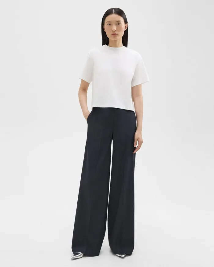 Women Theory Pants HighWaist WideLeg Pant In Good Linen Concord