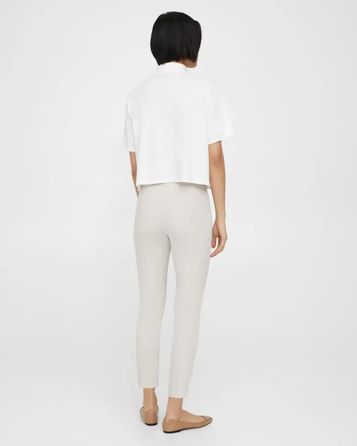 Women Theory Pants Pintucked Slim Pant In Stretch Cotton Sand