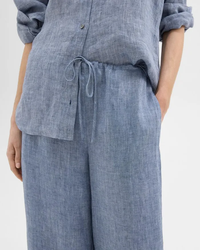 Women Theory Pants Relaxed PullOn Pant In Hemp Chambray