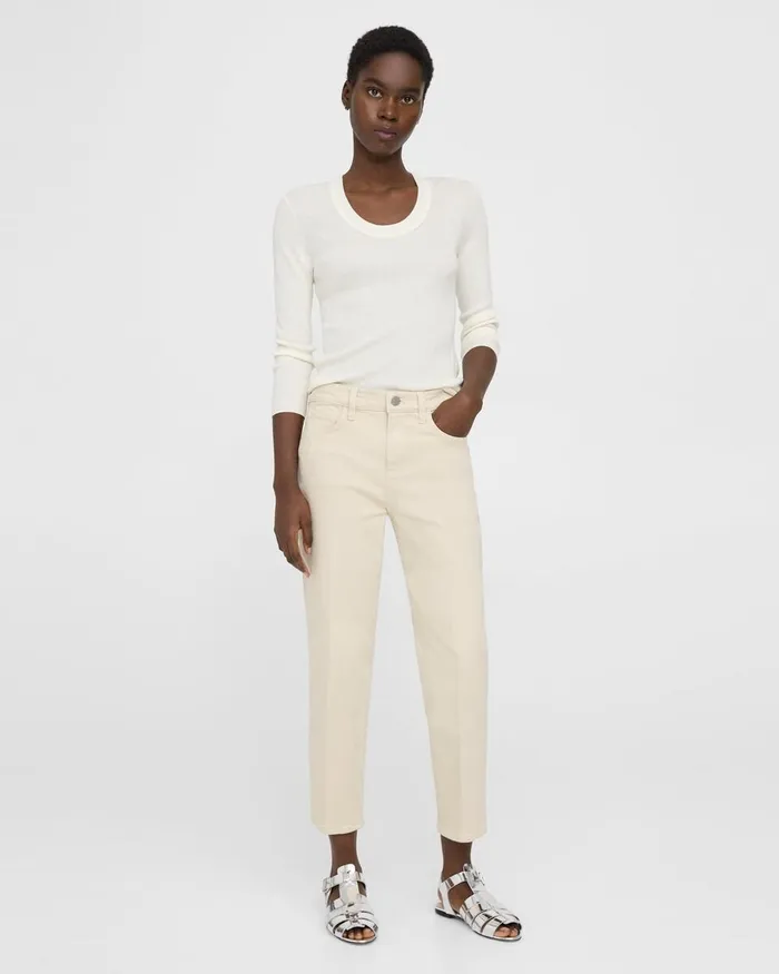 Women Theory Pants Treeca Jean In Stretch Denim Sand