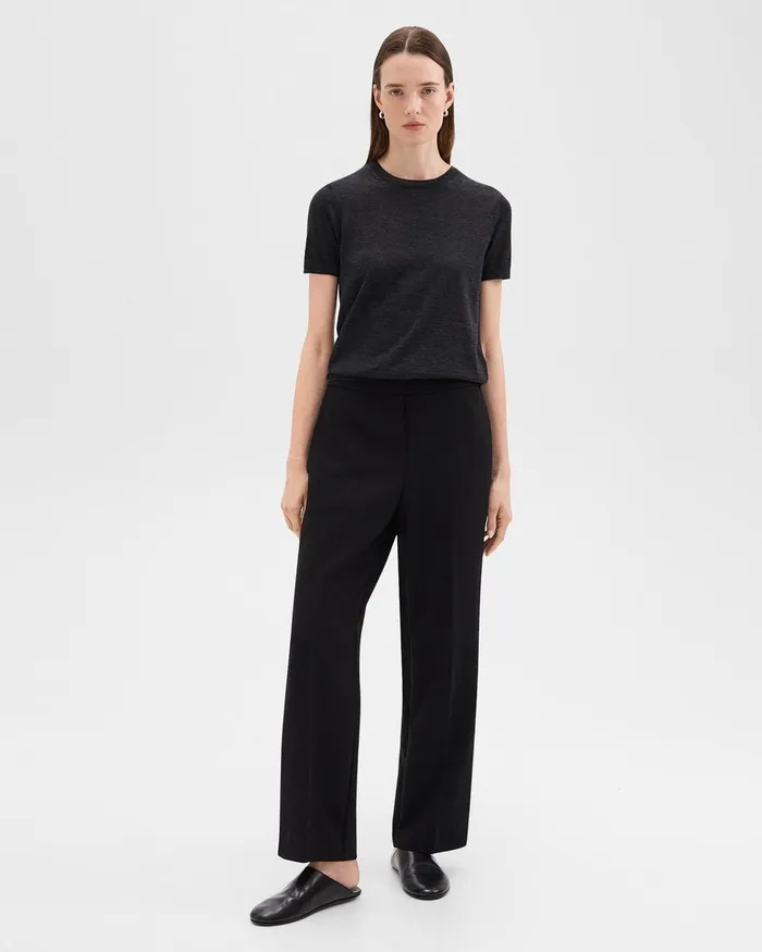 Women Theory Pants WideLeg PullOn Pant In Admiral Crepe Black