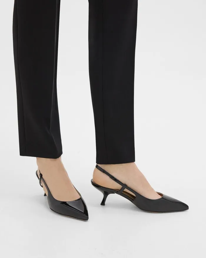 Women Theory Shoes Micro Slingback Pump In Patent Leather Black
